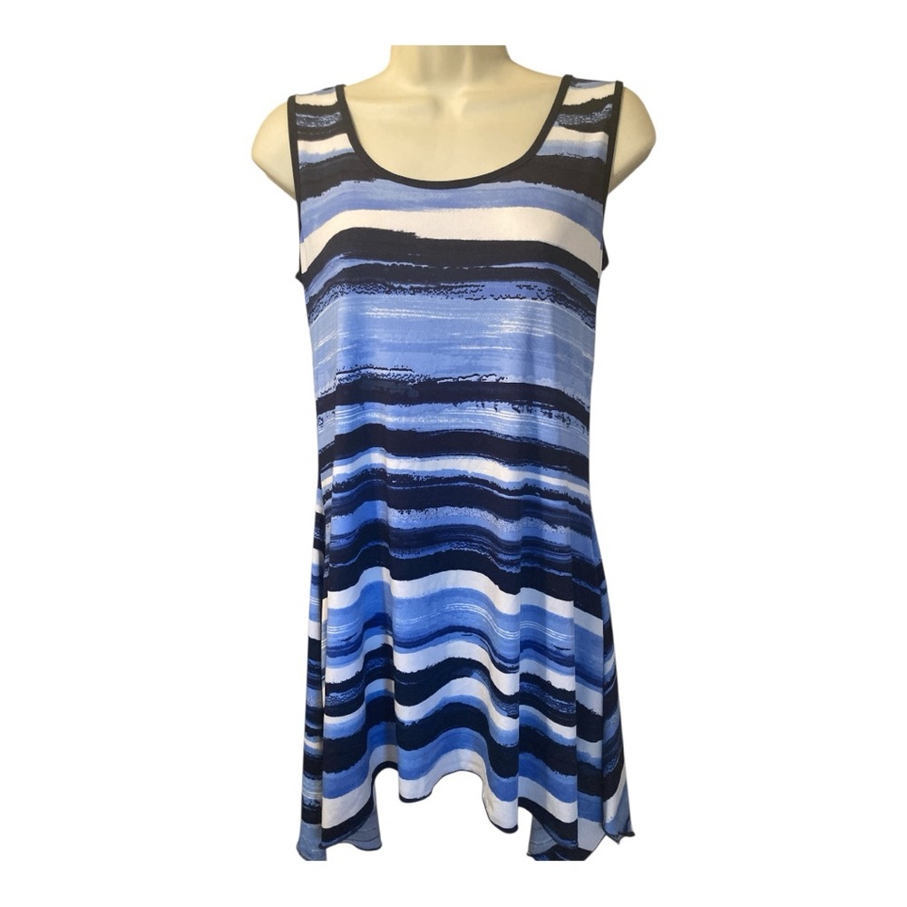 Striped Blue and White Sleeveless Dress